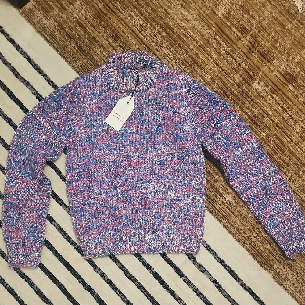 English Factory Multicolor Marled Cowl Neck Sweater - Pink & Blue